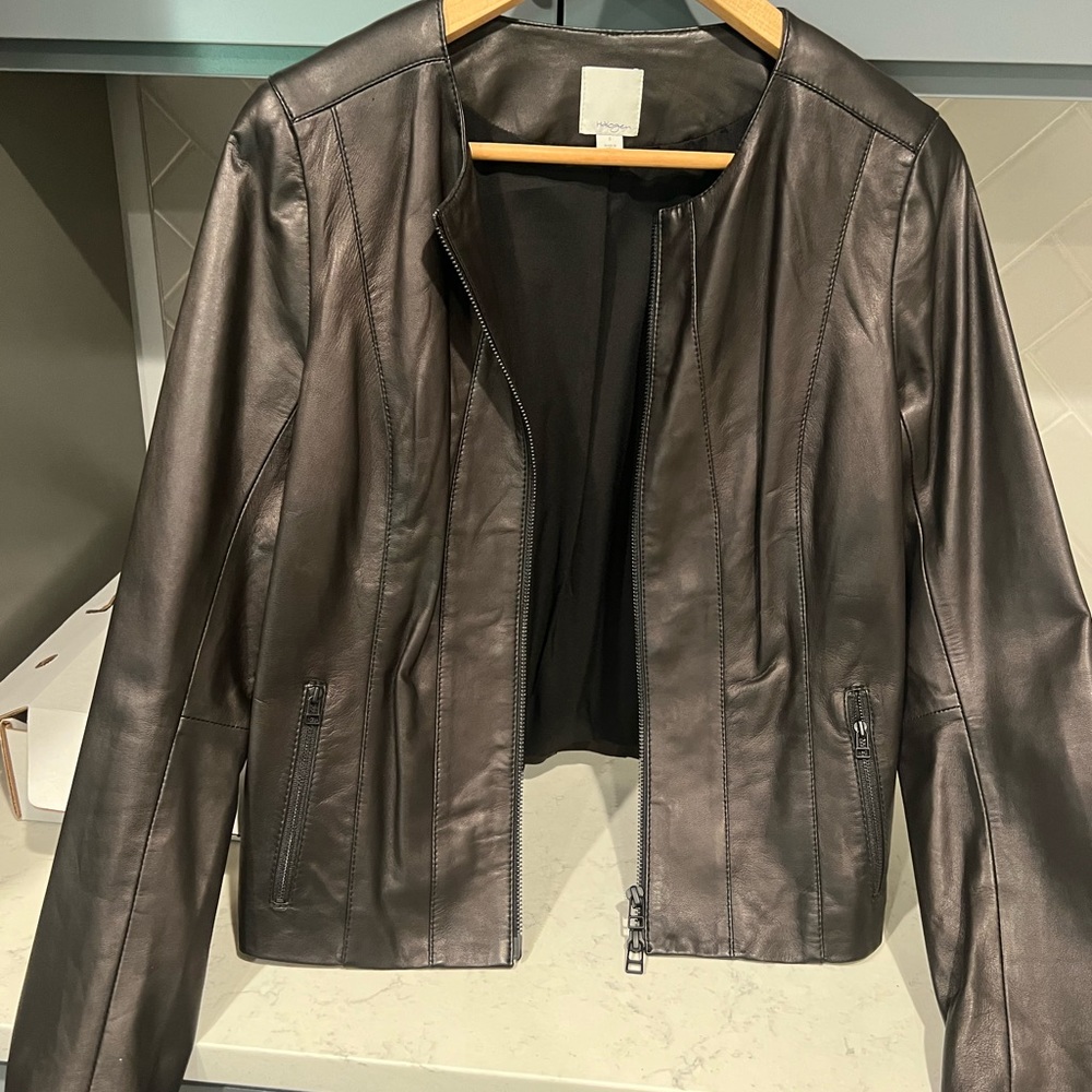 Halogen Black Leather Jacket. Size Small.